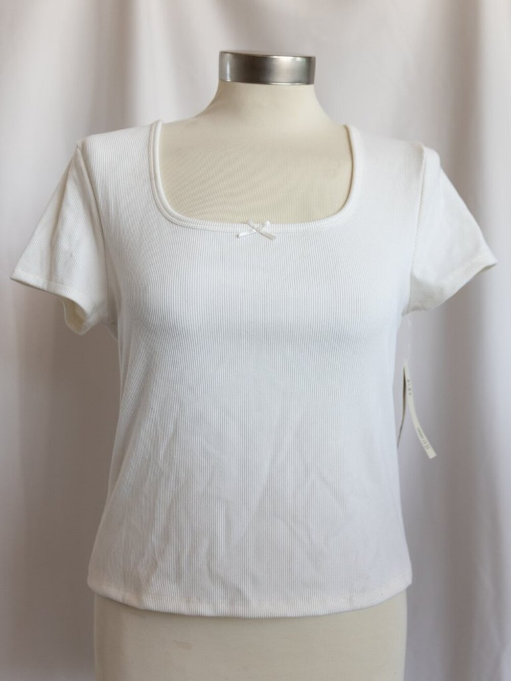 No Boundaries Square-Neck Tee with Satin Bow